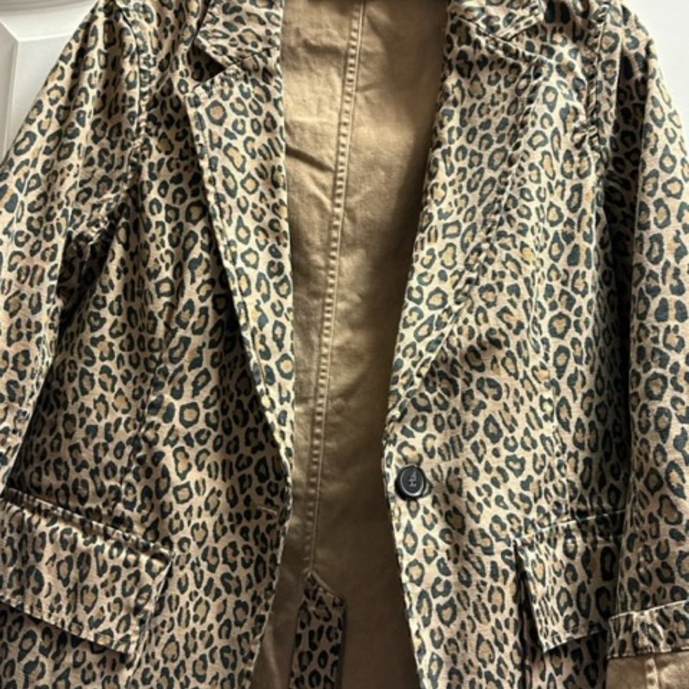 NILI LOTAN BLAZER ADDISON LEOPARD PRINT COTTON SIZE 8 ONE-BUTTON JACKET